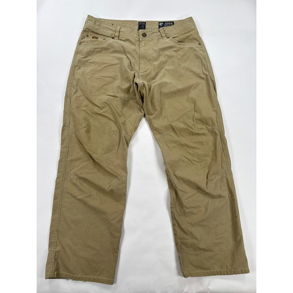 KUHL Mens Revolvr Pants 36x30 Khaki Tan Articulated Knee Hiking Utility